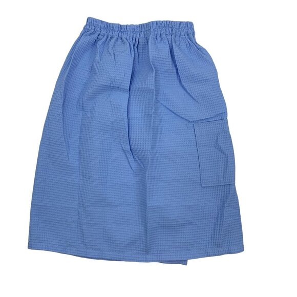Chakr Linen Women Medium Blue Waffle Wrap Skirt Loungewear Cottagecore - Picture 3 of 5